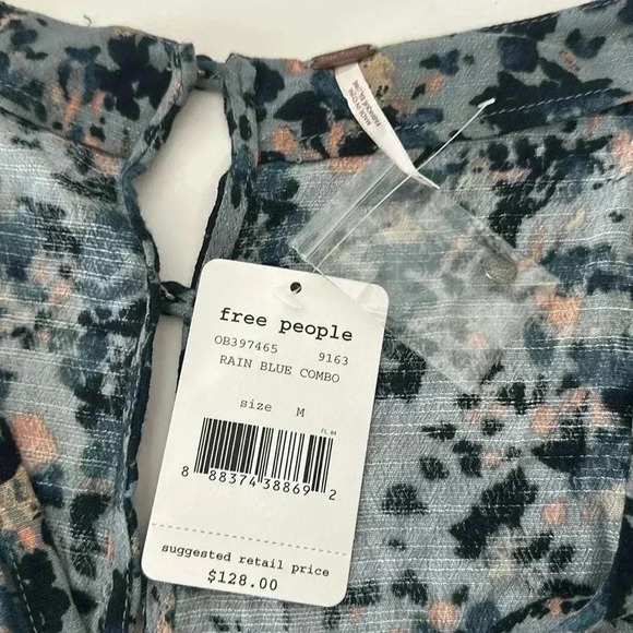 NWT Free People All the Right Ruffles Romper Medium (Rain Blue Combo) - Picture 3 of 8